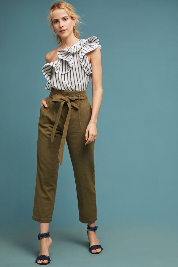 AG Paperbag-Waisted Wide-Legs Pants | Anthropologie