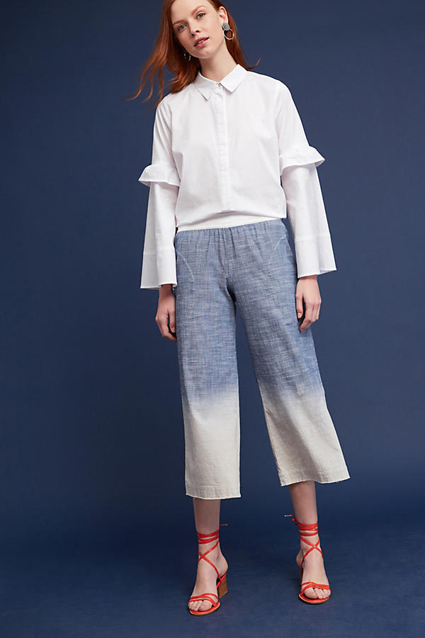 Slide View: 2: Dip-Dyed Cropped Wide-Legs