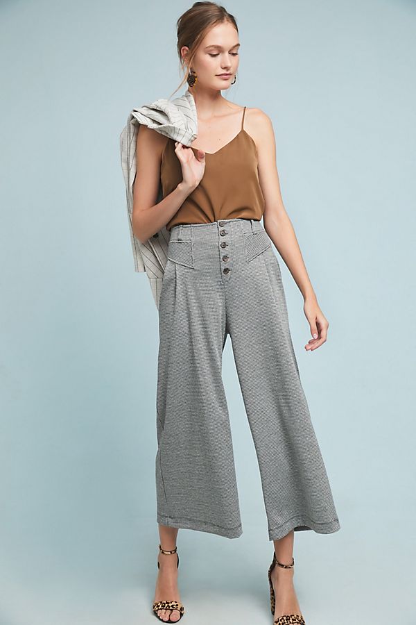Slide View: 1: Houndstooth Wide-Leg Pants