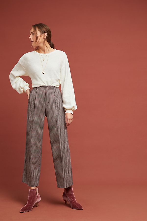 Slide View: 1: Benni Cropped Wide-Leg Trousers