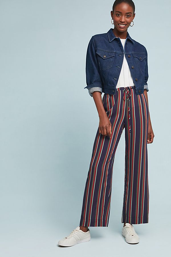 Slide View: 1: Sinclair Striped Wide-Leg Pants