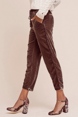 brown velvet joggers