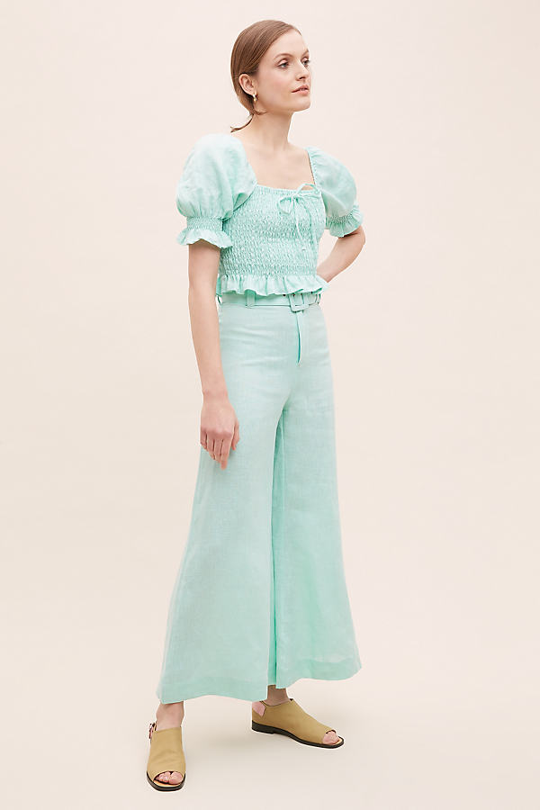 Shop Faithfull The Brand Rose Wide Leg Trousers In Mint