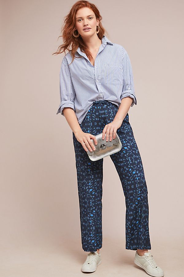 Slide View: 1: Leopard Wide-Leg Trousers