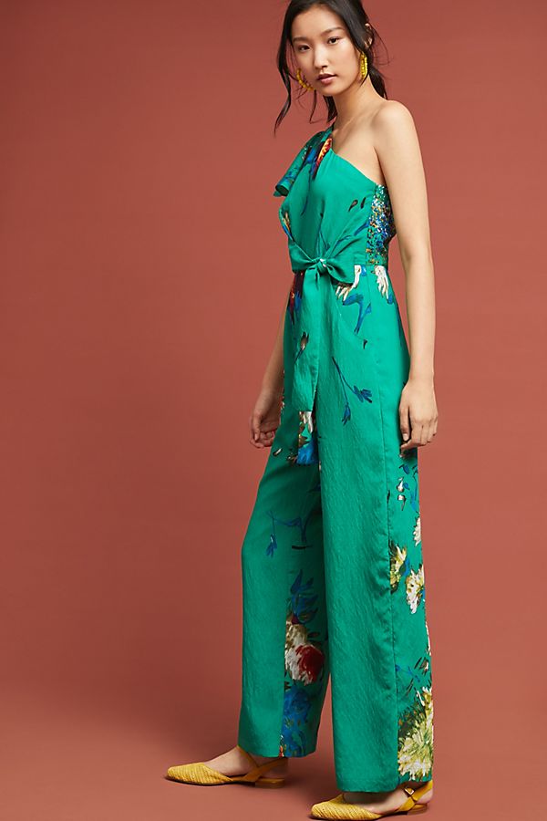 Slide View: 1: Garden One-Shoulder Jumpsuit