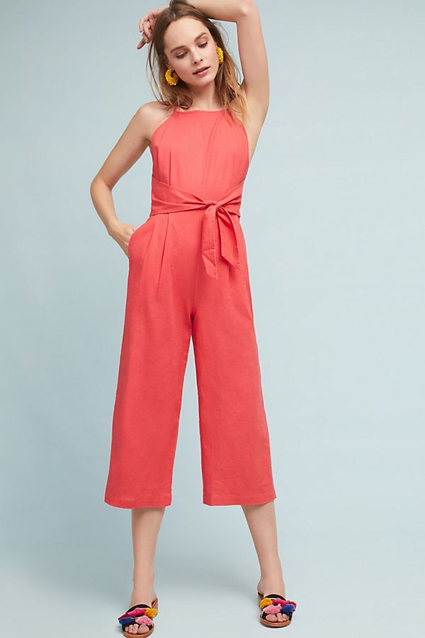 Slide View: 1: Tied Linen Jumpsuit