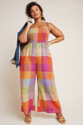 orange linen jumpsuit