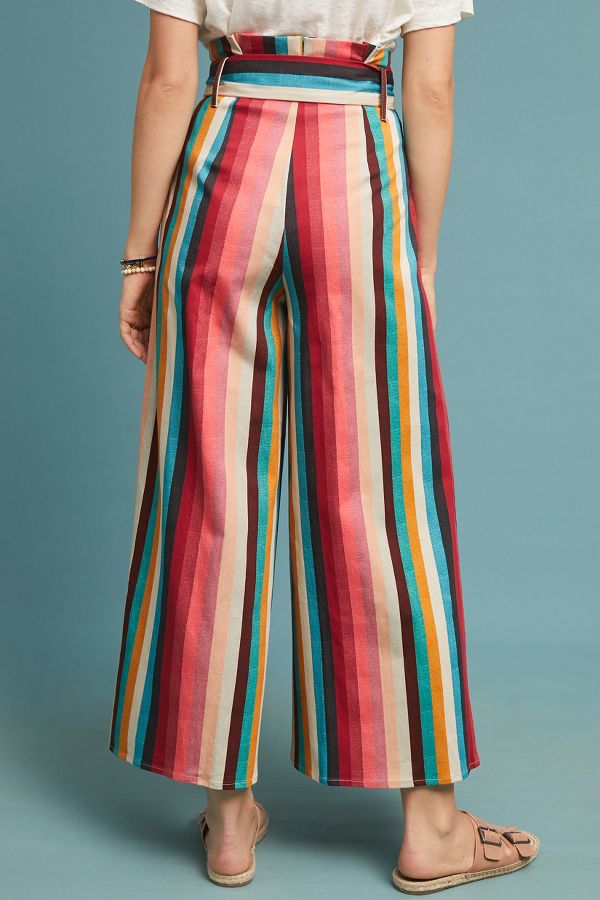 Striped Paperbag-Waisted Trousers | Anthropologie
