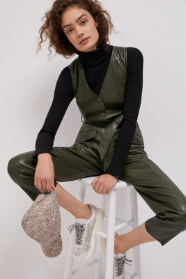green leather jumpsuit