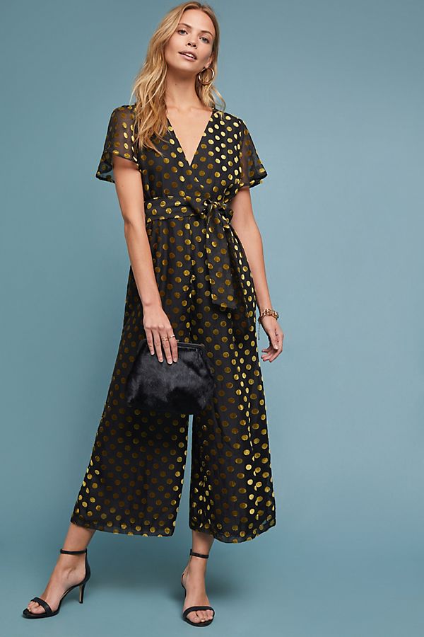 Slide View: 1: Metallic Polka Dot Jumpsuit