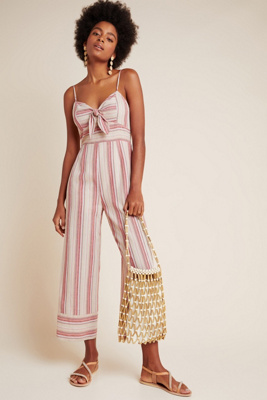 pink tie front jumpsuit