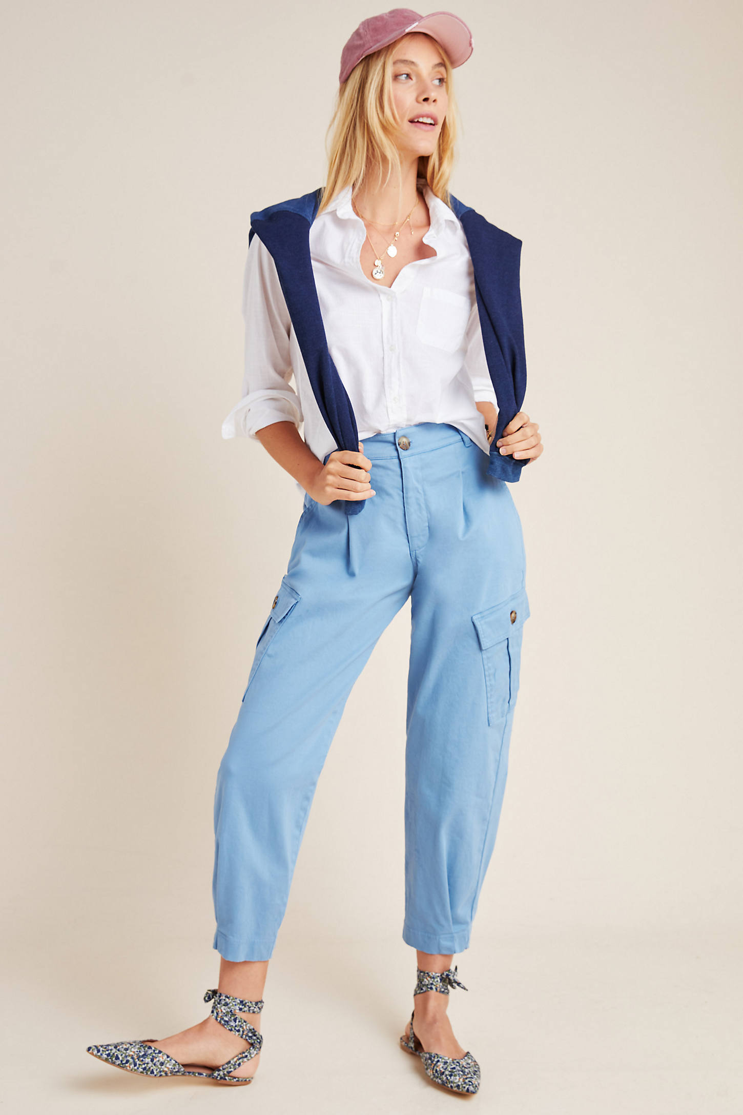Amadi Laurie Cargo Harem Pants In Blue