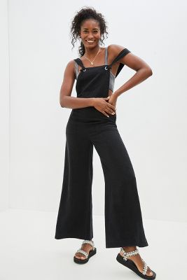 Anthropologie Constance Wide-leg Overalls In Black
