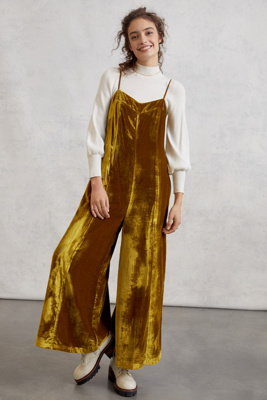 yellow velvet jumpsuit