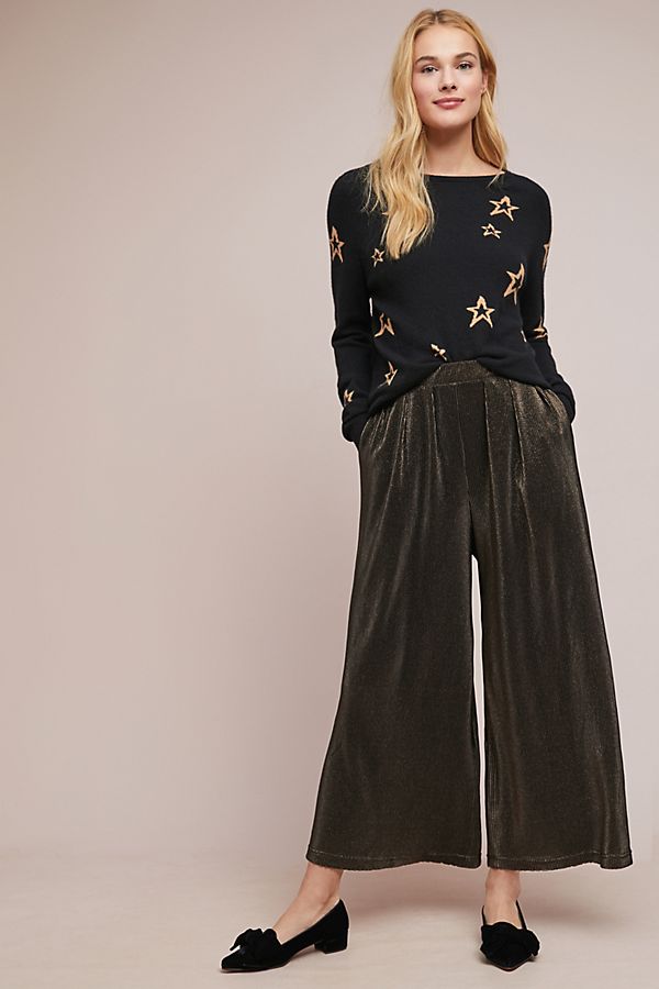 Slide View: 1: Metallic Wide-Leg Pants