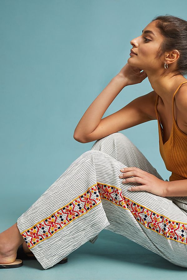 Slide View: 1: Stasia Embroidered Wide Legs