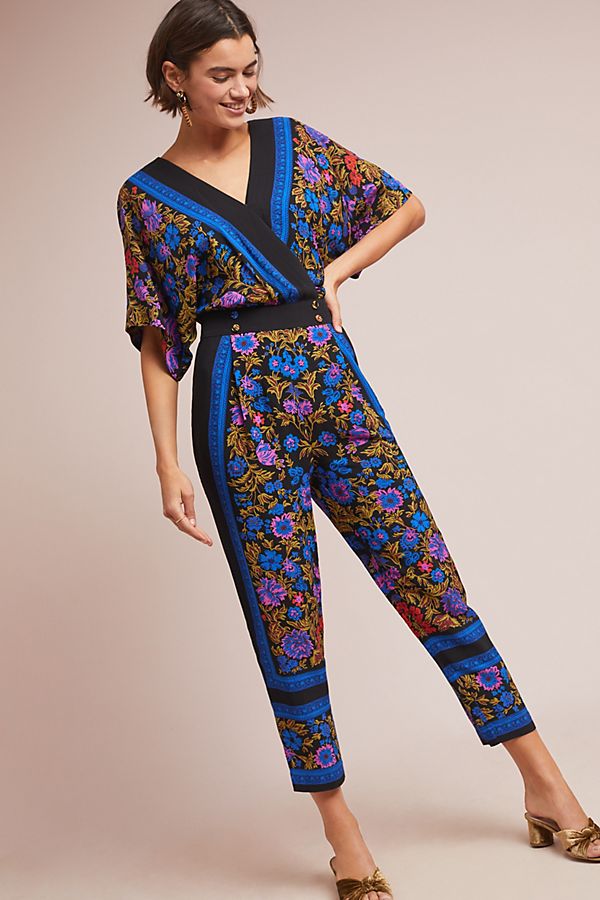 Slide View: 1: Scarf-Printed Jumpsuit