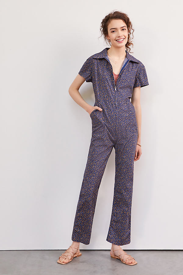 Afternoon Floral Jumpsuit In Blue