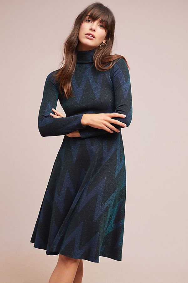 Slide View: 1: Chevron Mock Neck Dress