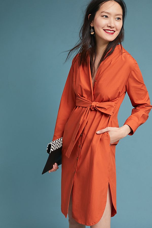 Slide View: 1: Poplin Tie-Front Dress