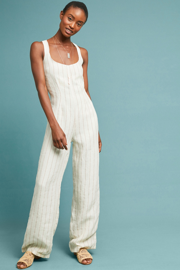 Striped Linen Jumpsuit Anthropologie