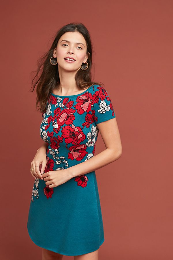 Slide View: 1: Allison Floral Sweater Dress