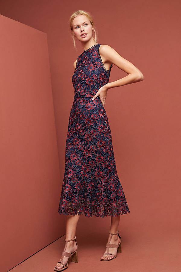 Slide View: 1: Shoshanna Two-Toned Lace Dress