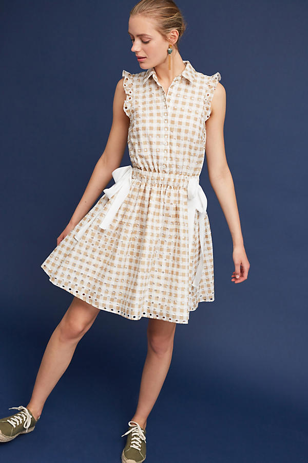 Slide View: 1: Gingham Double-Tie Dress