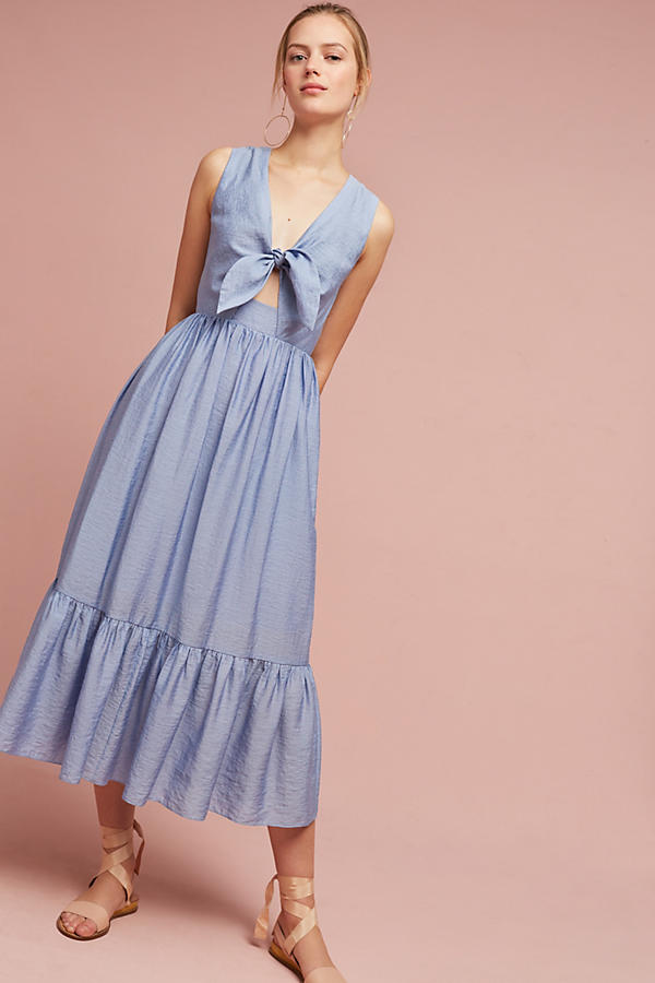 Slide View: 1: Kayla Tie-Front Midi Dress