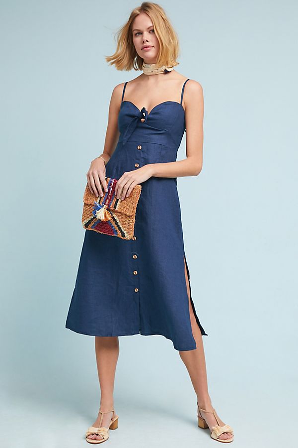 Slide View: 1: Faithfull Linen Midi Dress
