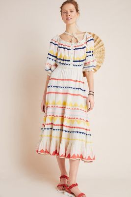 Carolina K Saria Smocked Rainbow Midi Dress In Assorted ModeSens