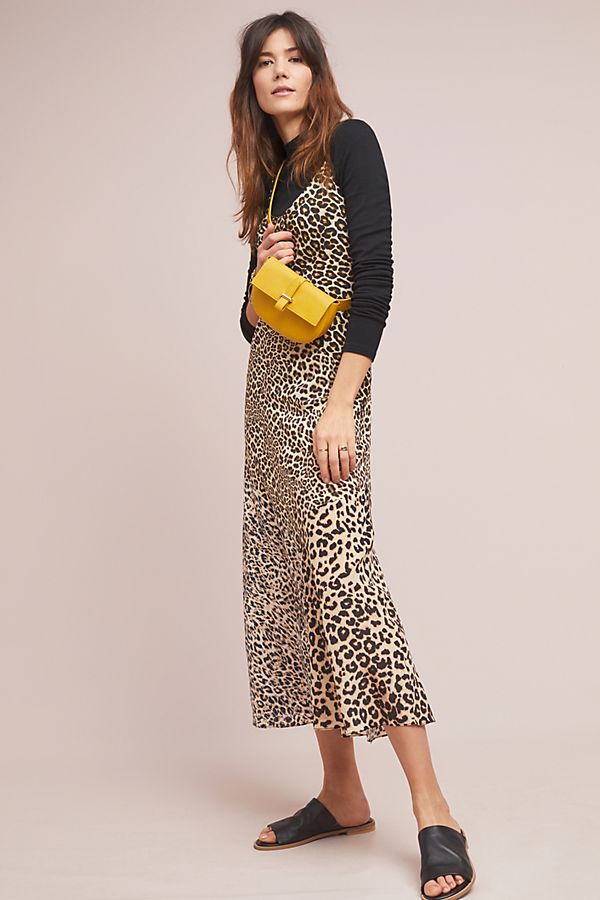 Slide View: 1: Lydia Leopard Silk Slip Dress