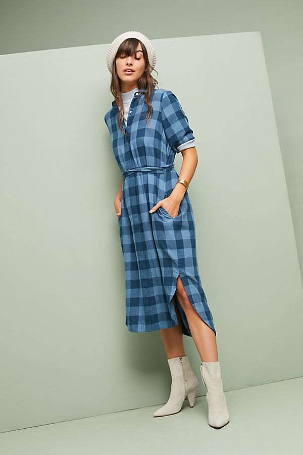 Slide View: 1: Buffalo Plaid Shirtdress