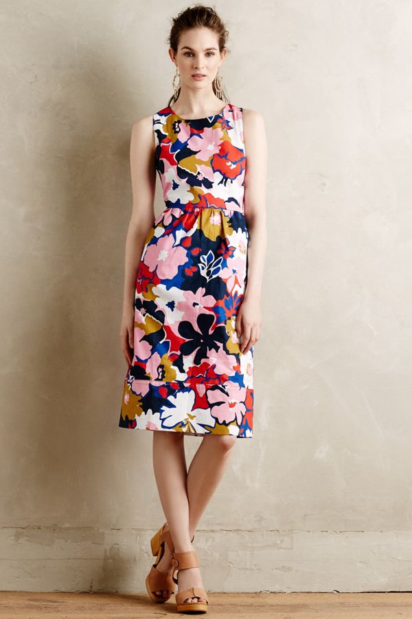 Anthropologie WHIT TWO 6 Dress PETALPRINT Cross Back Flowers