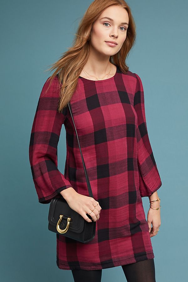 Slide View: 1: Cloth & Stone Plaid Tunic Dress
