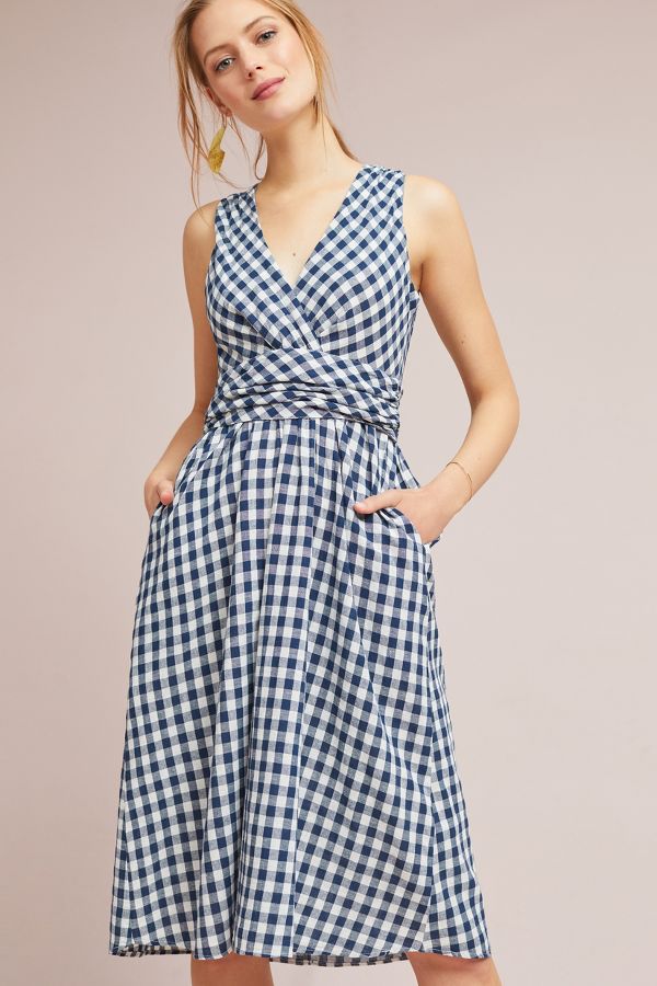 Grecca Gingham Midi Dress | Anthropologie