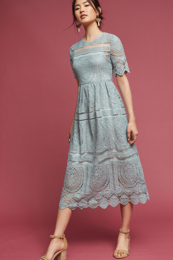 Mint Lace Midi Dress Anthropologie UK