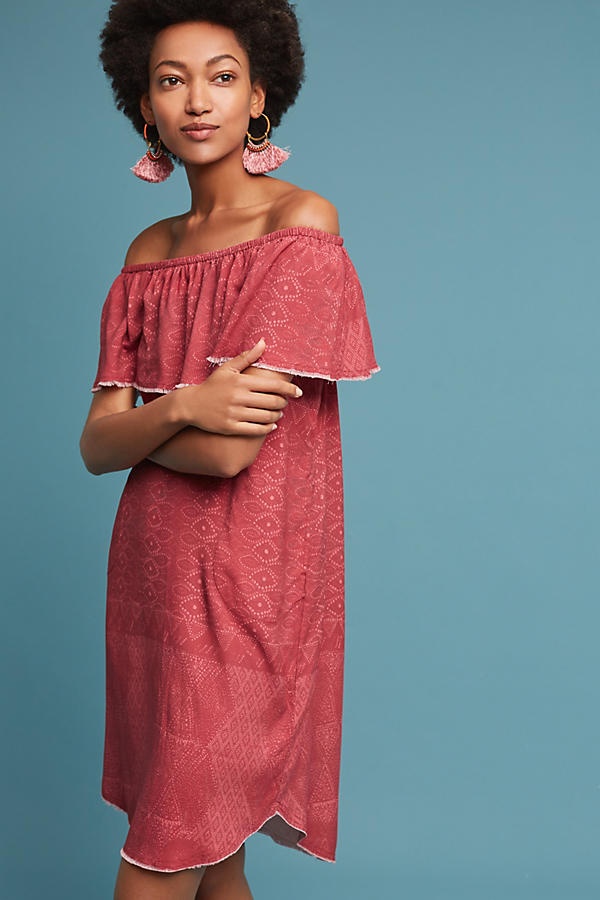 Slide View: 1: Aiyana Off-The-Shoulder Silk Dress
