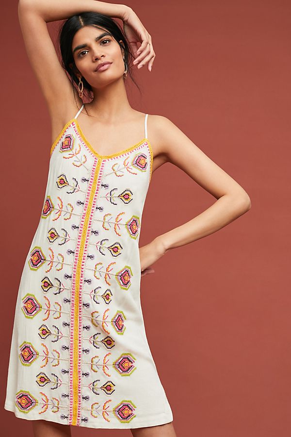 Slide View: 1: Embroidered Slip Dress