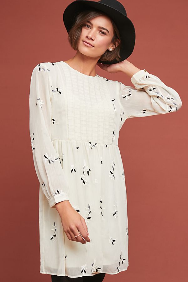 Slide View: 1: Feuille Embroidered Tunic Dress