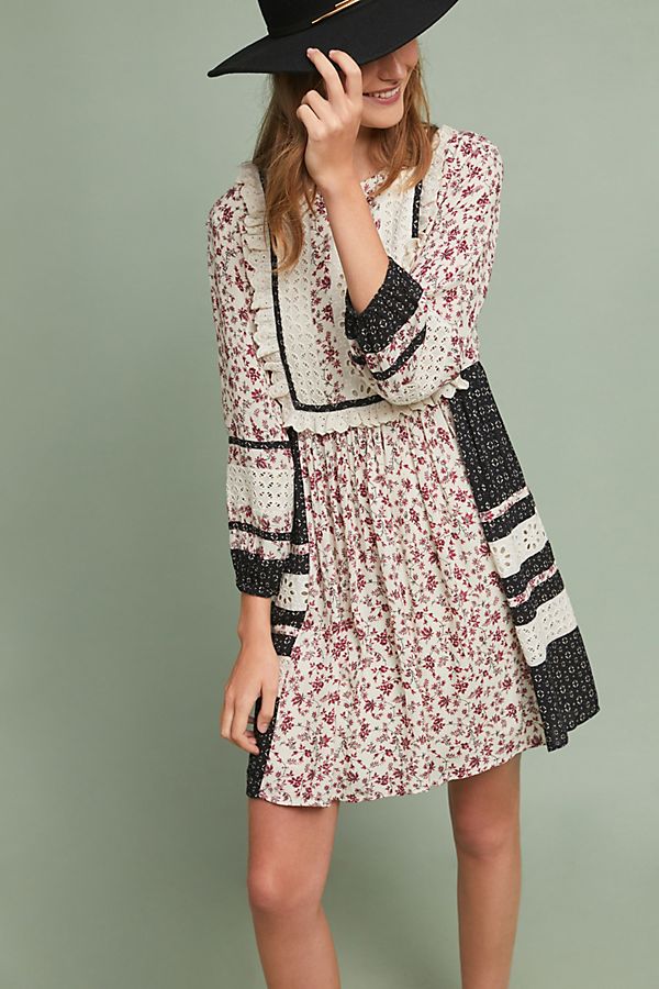 Slide View: 1: Patchwork Eyelet Tunic Dress
