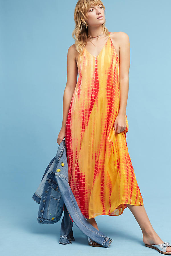 Slide View: 1: Tie-Dyed Silk Maxi Dress