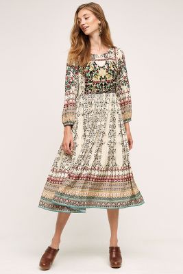 Far Fields Midi Dress  Anthropologie