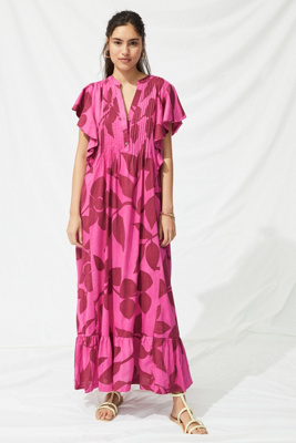 maxi dress under 25 Mirelle Light Pink Boat-Neck Maxi Dress With Cape-Sleeve – Club L London