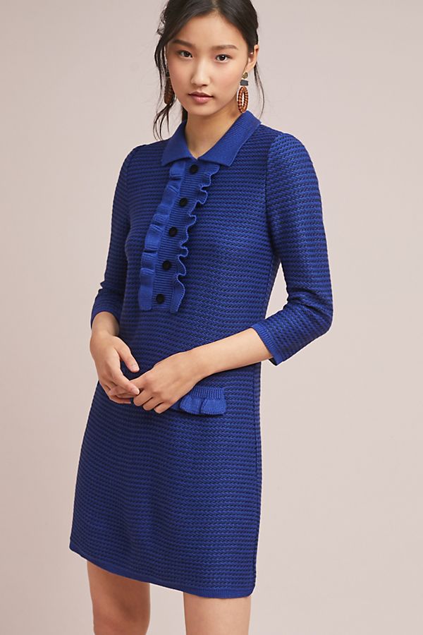 Slide View: 1: Collared Sweater Dress