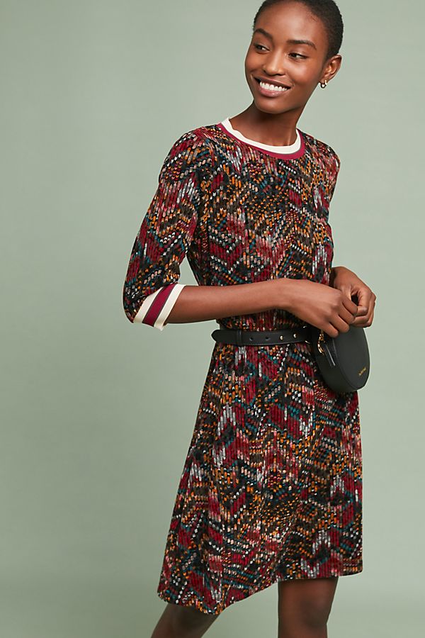 Slide View: 1: Geometric Velvet Dress
