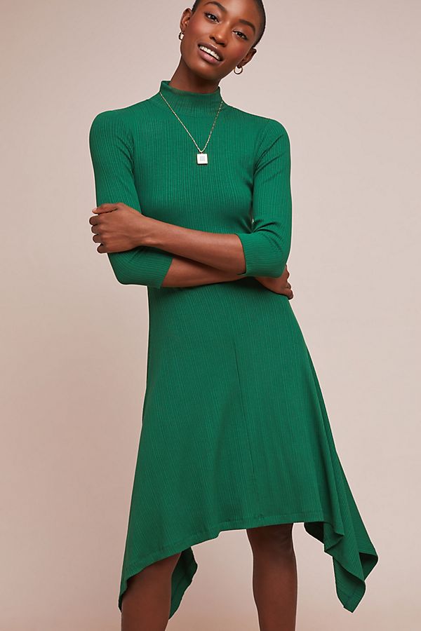 Slide View: 1: Ribbed Turtleneck Dress