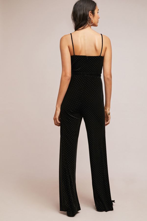 ML Monique Lhuillier Studded Velvet Jumpsuit Anthropologie