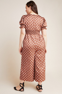 anthropologie polka dot jumpsuit