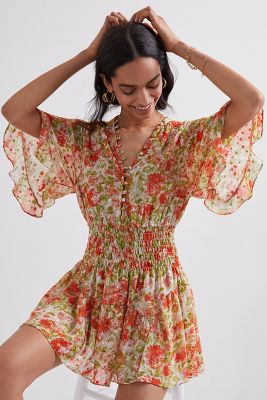 MISA ROMANTIC FLORAL MINI DRESS,4130551300130